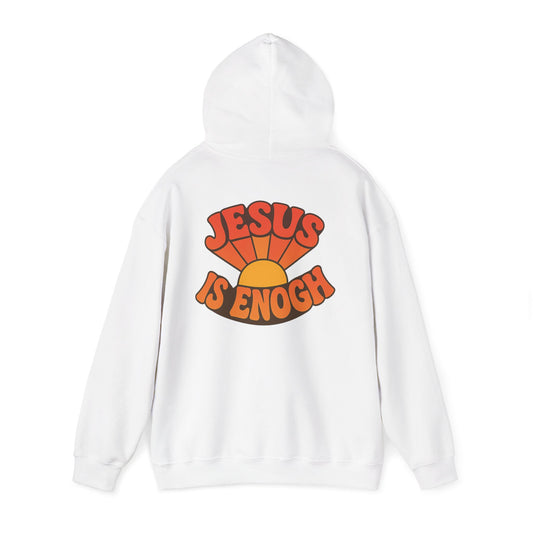 Retro Jesus Is Enough Hooded Sweatshirt, Unisex Hoodie, Faith-Based Apparel, Cozy Winter Wear, Gift for Christians
