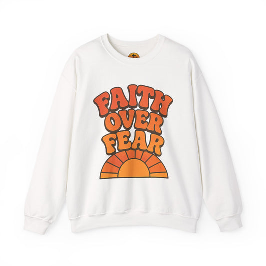 Faith Over Fear Crewneck Sweatshirt, Motivational Apparel, Cozy Unisex Sweater, Gift for Her, Inspirational Clothing, Everyday Wear