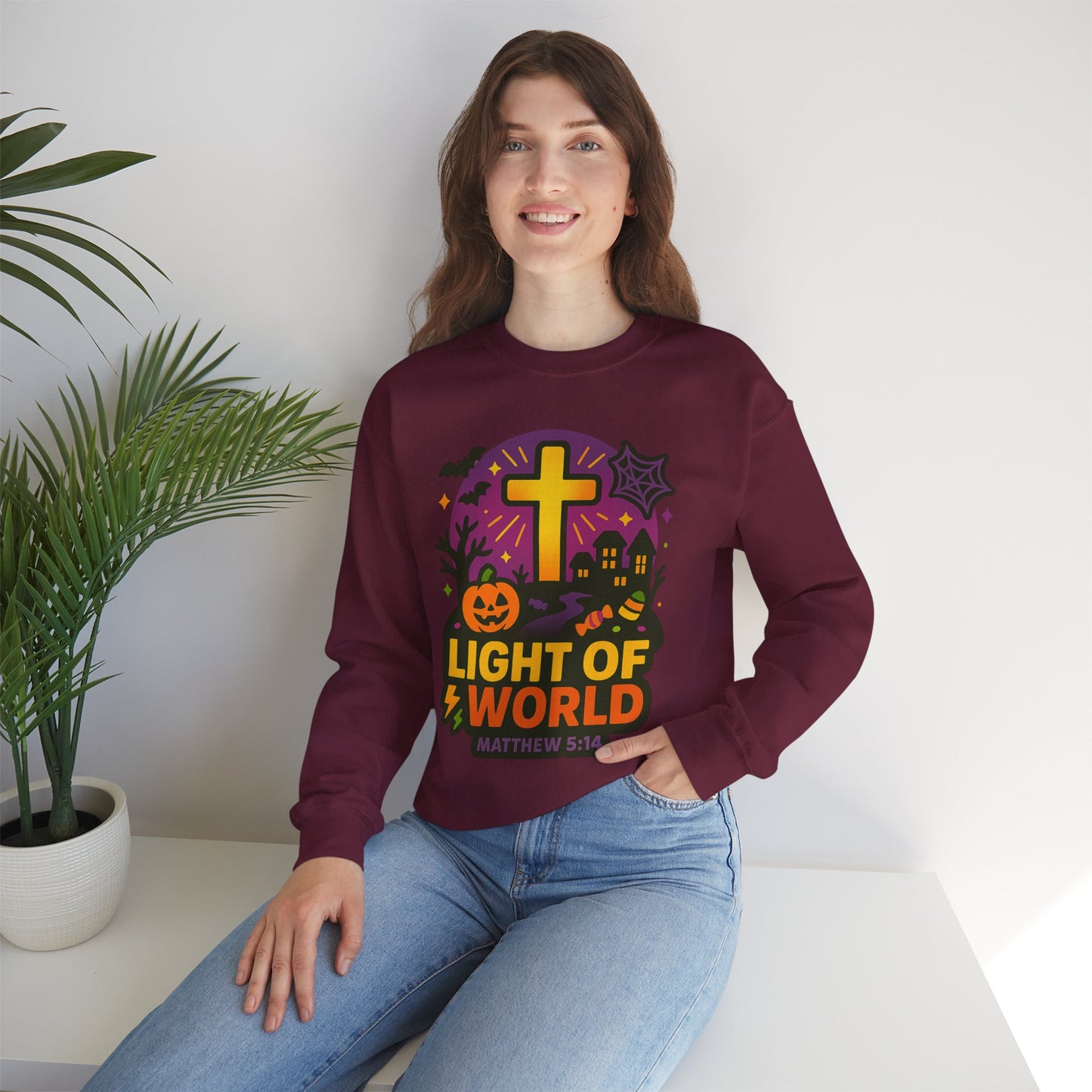 Light of the World Sweatshirt - Unisex Heavy Blend™, Christian Apparel, Fall Fashion, Cozy Gift, Inspirational Sweatshirt