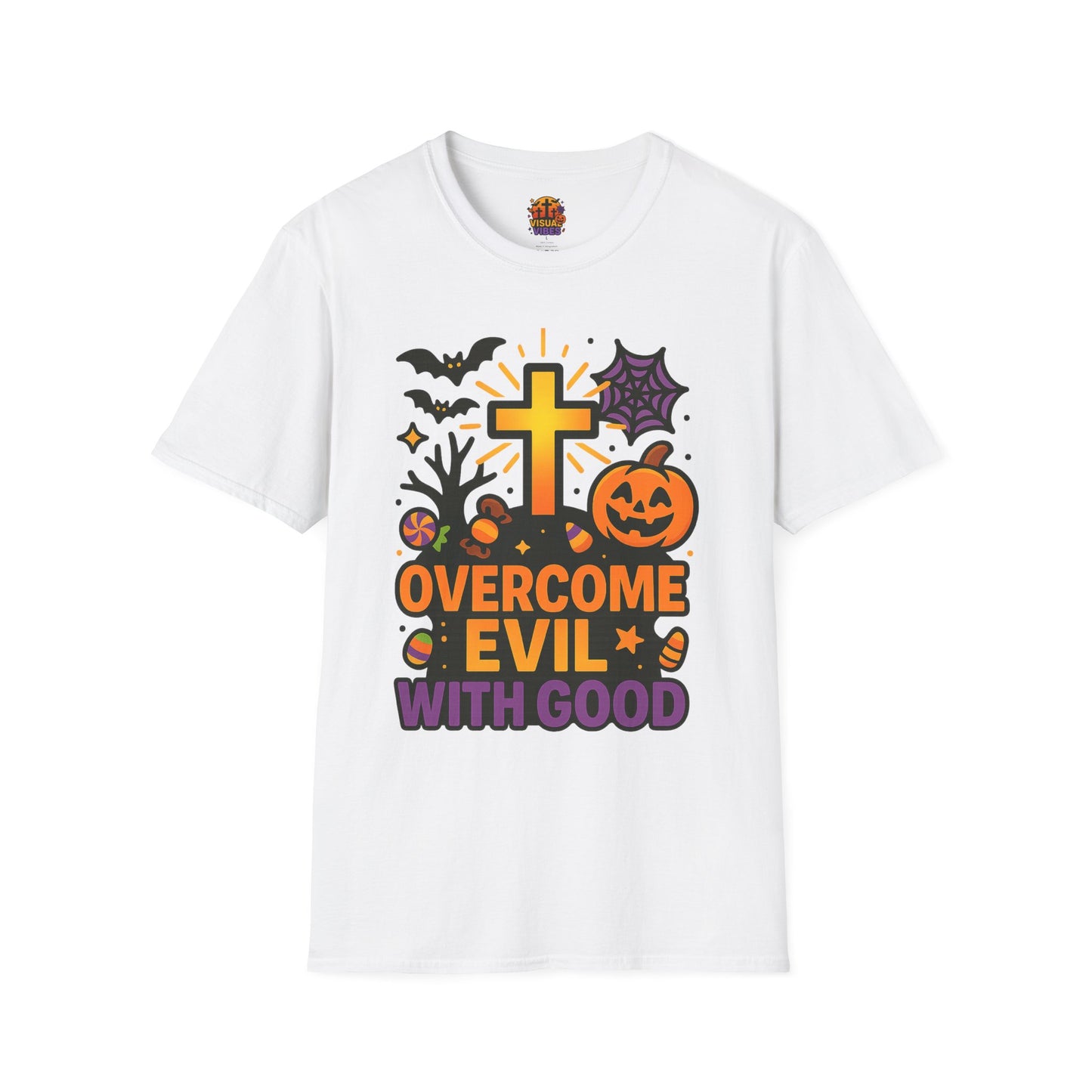Inspirational Halloween T-Shirt, Motivational Graphic Tee, Fall Fashion, Unisex Halloween Shirt, Religious T-Shirt, Overcome Evil Apparel