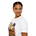Inspirational Halloween T-Shirt, Motivational Graphic Tee, Fall Fashion, Unisex Halloween Shirt, Religious T-Shirt, Overcome Evil Apparel