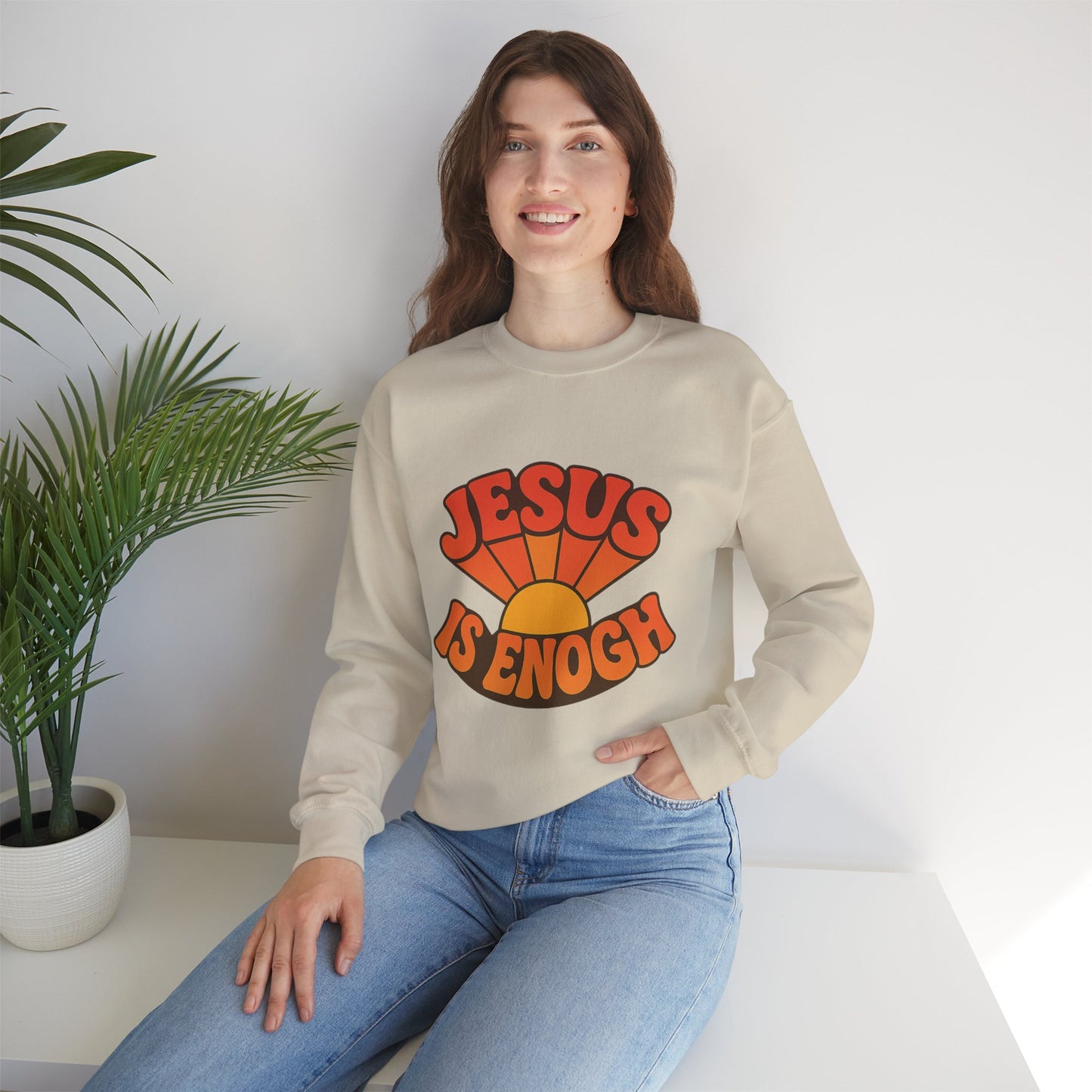Faith-Based Crewneck Sweatshirt - Jesus is Enough, Cozy Religious Apparel, Inspirational Gift, Unisex Sweatshirt, Christian Fashion