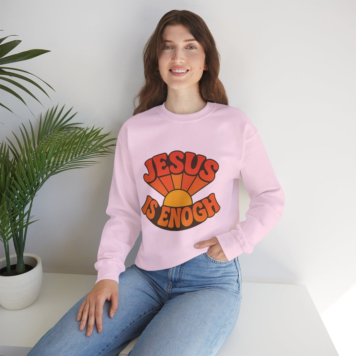 Faith-Based Crewneck Sweatshirt - Jesus is Enough, Cozy Religious Apparel, Inspirational Gift, Unisex Sweatshirt, Christian Fashion