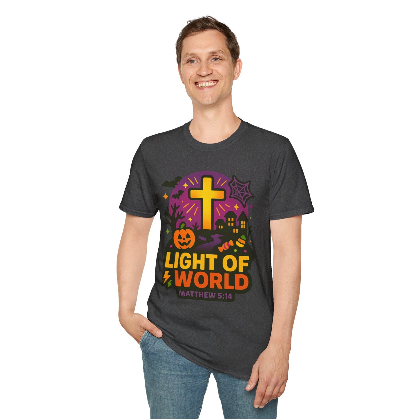 Halloween Faith T-Shirt, Light of World Shirt, Christian T-Shirt, Fall Festival Tee, Pumpkin Design Shirt, Matthew 5:16 Gift