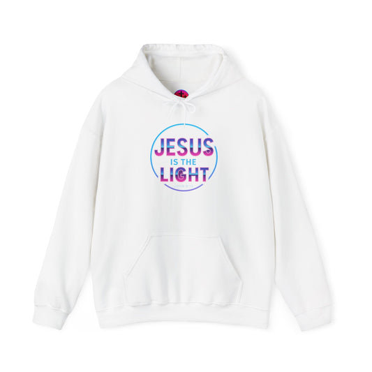 Unisex Hooded Sweatshirt - Inspirational "Jesus is the Light" Design, Faith Apparel, Cozy Church Wear, Gift for Believers, Religious Hoodie