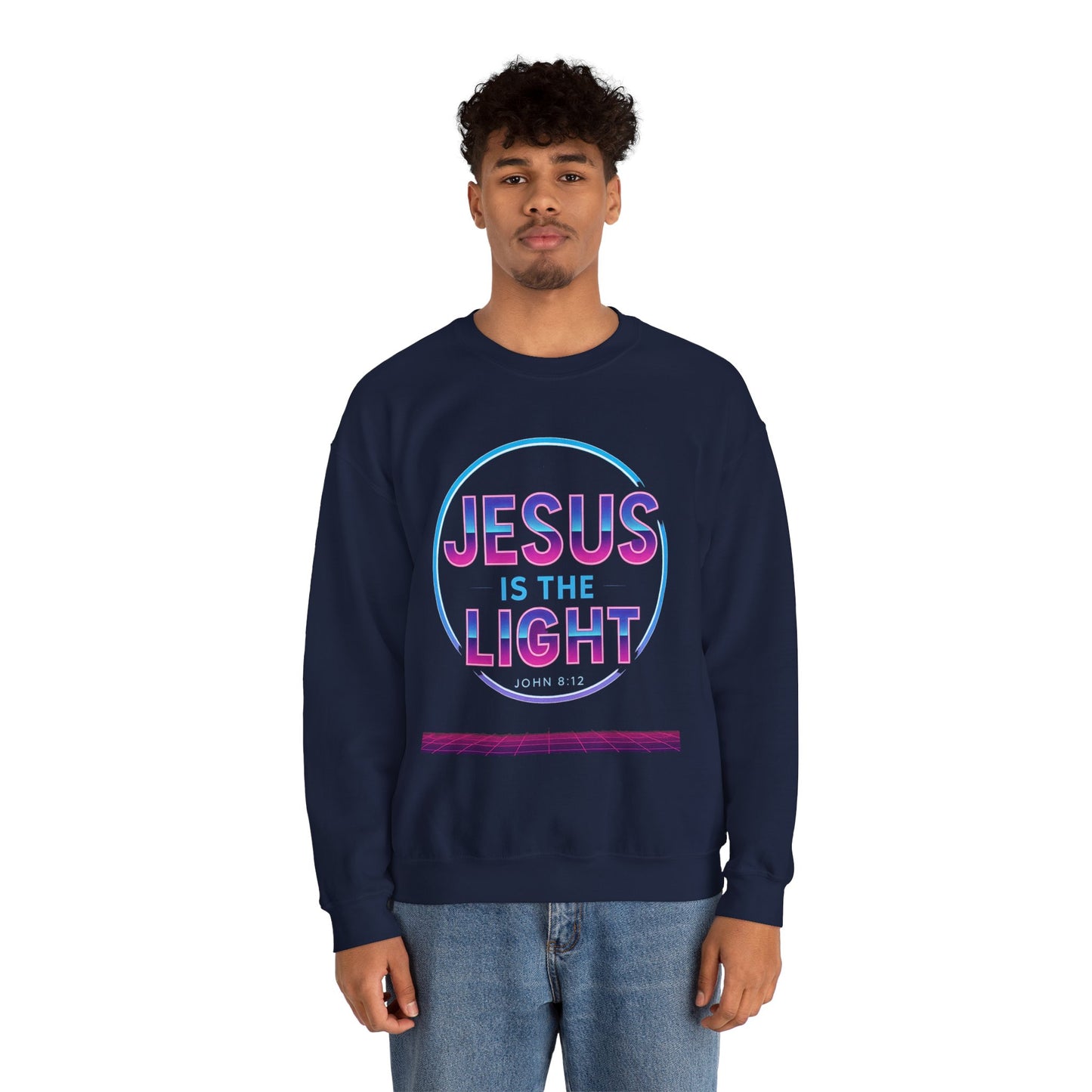 Inspirational Crewneck Sweatshirt - Jesus is the Light, Faith Apparel, Christian Gift, Cozy Everyday Wear, Religious Hoodie, Winter Warmth