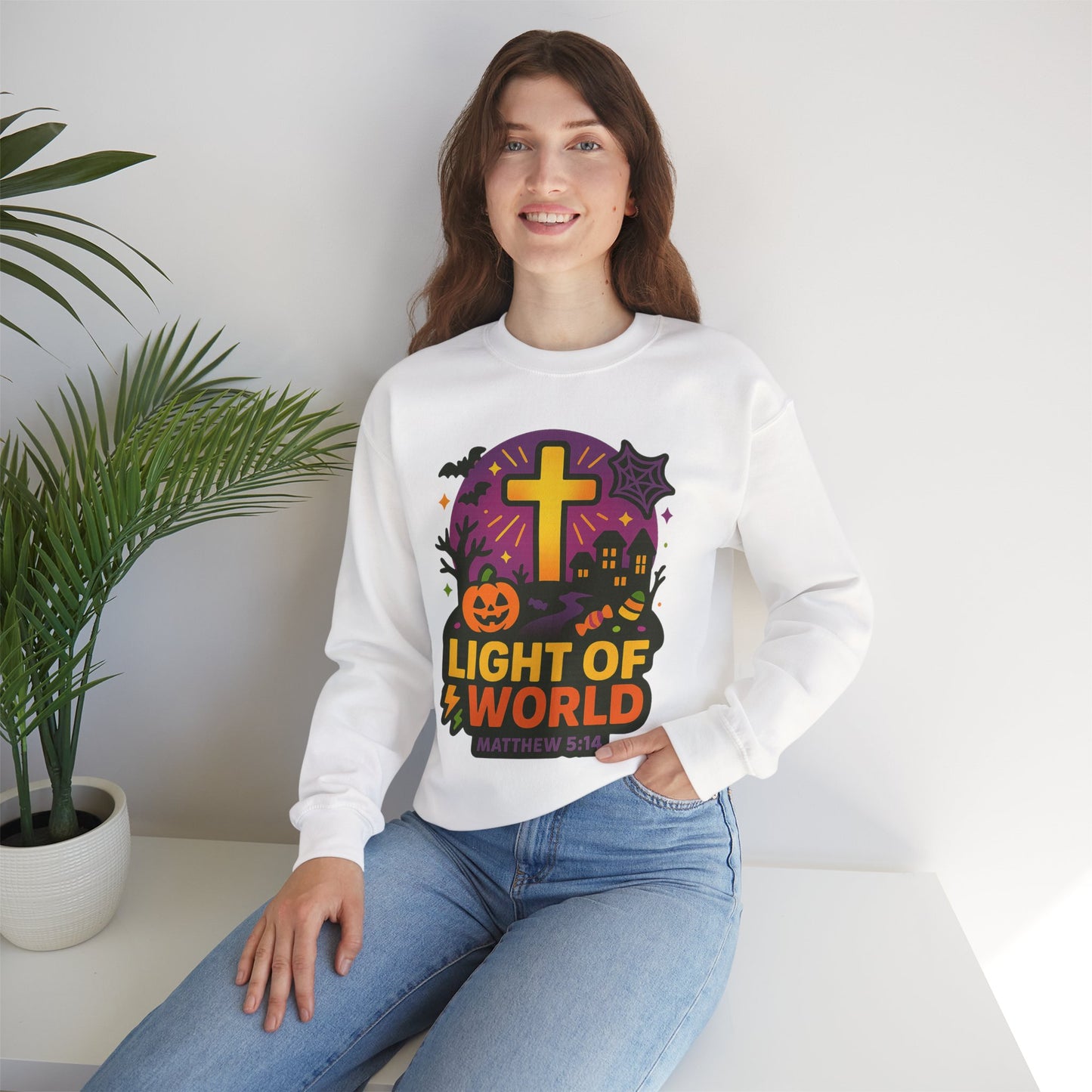 Light of the World Sweatshirt - Unisex Heavy Blend™, Christian Apparel, Fall Fashion, Cozy Gift, Inspirational Sweatshirt