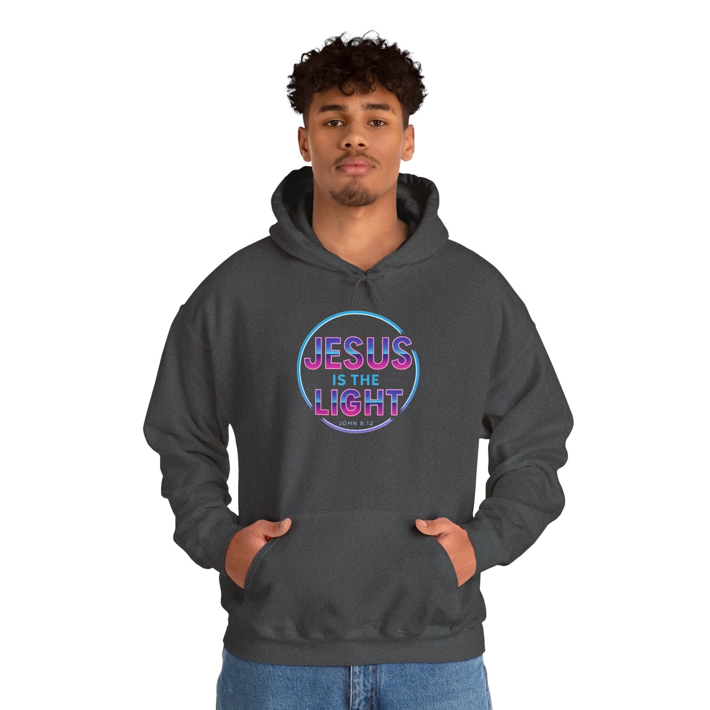 Unisex Hooded Sweatshirt - Inspirational "Jesus is the Light" Design, Faith Apparel, Cozy Church Wear, Gift for Believers, Religious Hoodie