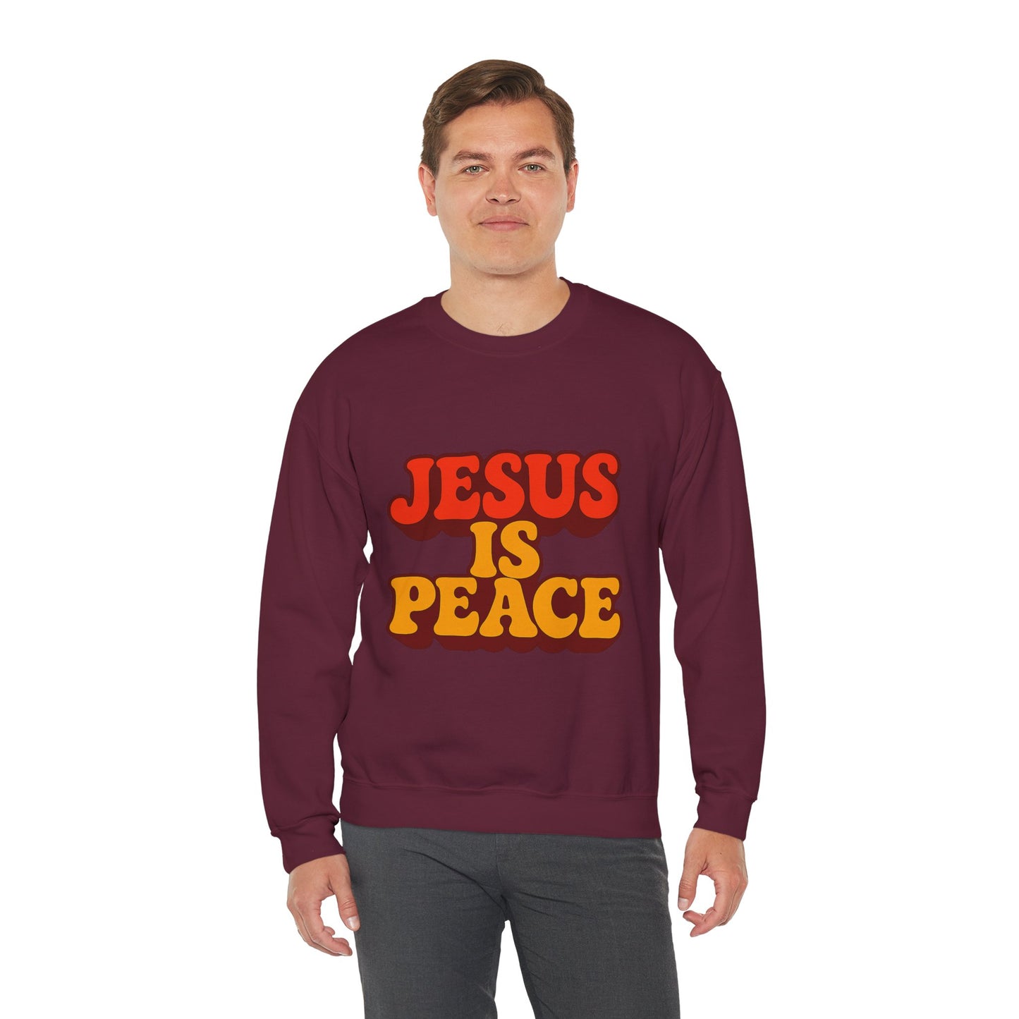 Jesus is Peace Crewneck Sweatshirt, Comfortable Unisex Pullover, Faith-Based Gift, Cozy Casual Wear, Perfect for Church or Family Gatherings