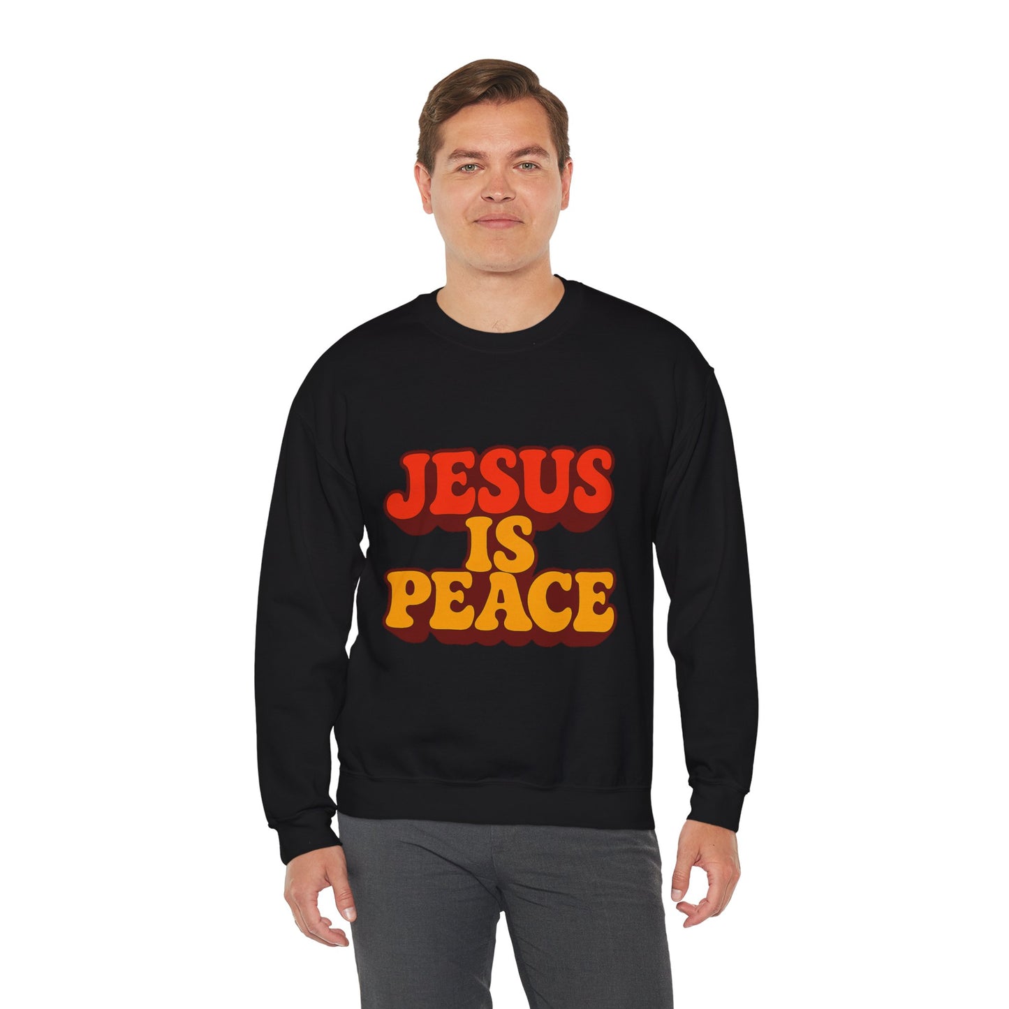Jesus is Peace Crewneck Sweatshirt, Comfortable Unisex Pullover, Faith-Based Gift, Cozy Casual Wear, Perfect for Church or Family Gatherings