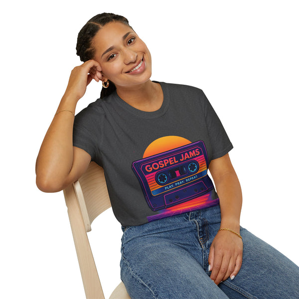 Retro Gospel Jams T-Shirt | Vintage Music Tee, Unisex Gift, 80s Nostalgia, Classic Style, Play Repeat Shirt