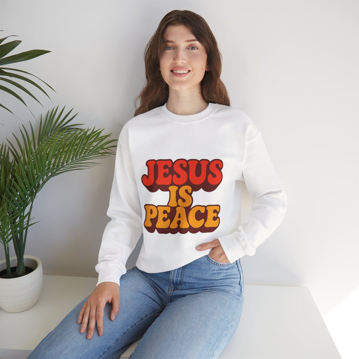 Jesus is Peace Crewneck Sweatshirt, Comfortable Unisex Pullover, Faith-Based Gift, Cozy Casual Wear, Perfect for Church or Family Gatherings