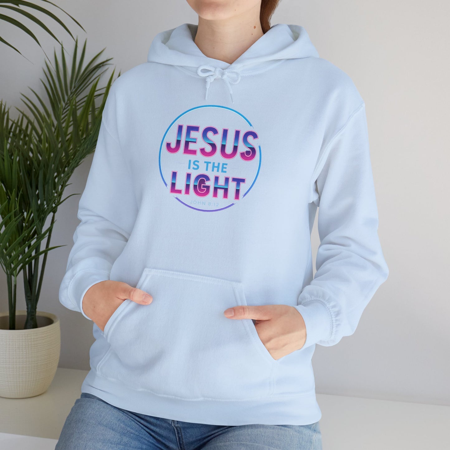 Unisex Hooded Sweatshirt - Inspirational "Jesus is the Light" Design, Faith Apparel, Cozy Church Wear, Gift for Believers, Religious Hoodie