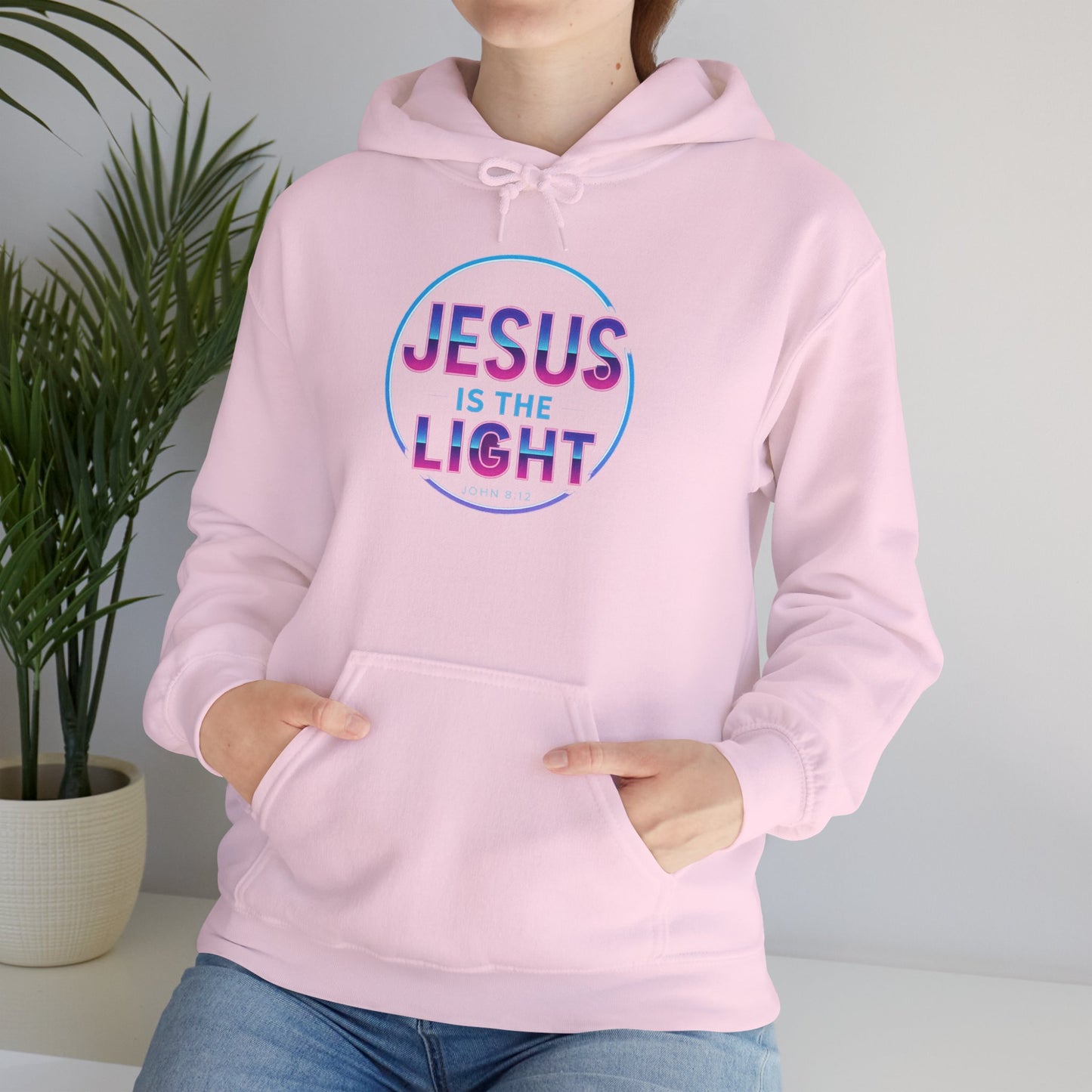 Unisex Hooded Sweatshirt - Inspirational "Jesus is the Light" Design, Faith Apparel, Cozy Church Wear, Gift for Believers, Religious Hoodie