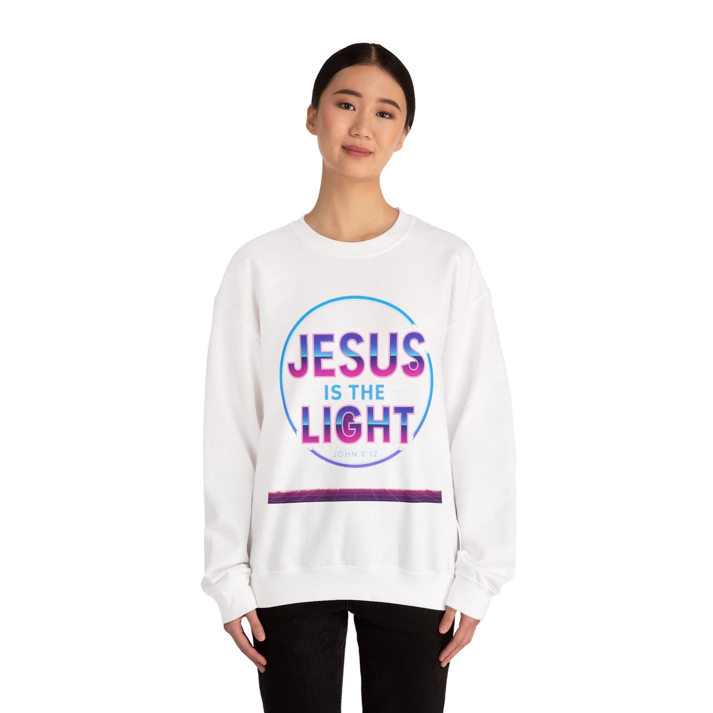 Inspirational Crewneck Sweatshirt - Jesus is the Light, Faith Apparel, Christian Gift, Cozy Everyday Wear, Religious Hoodie, Winter Warmth