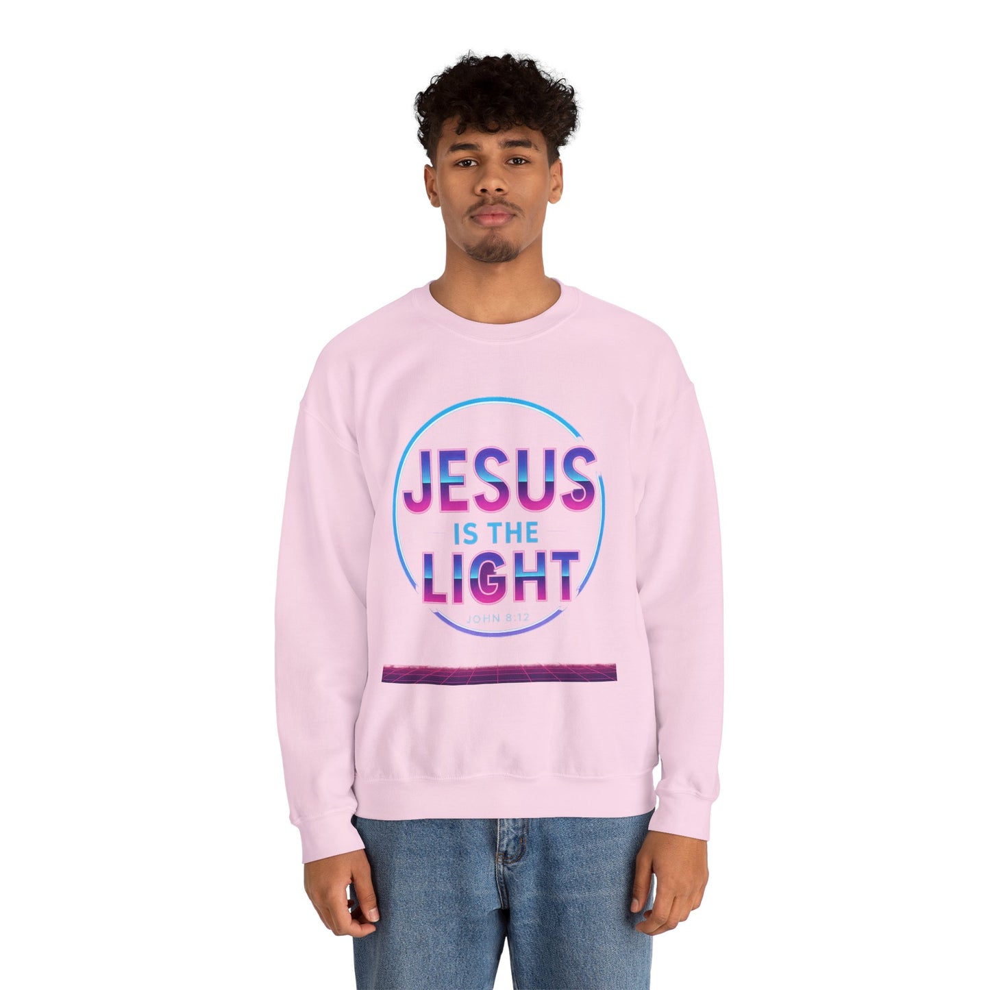 Inspirational Crewneck Sweatshirt - Jesus is the Light, Faith Apparel, Christian Gift, Cozy Everyday Wear, Religious Hoodie, Winter Warmth