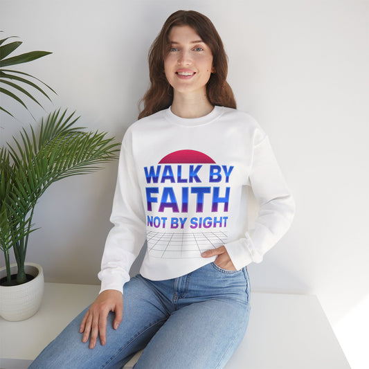 Faith-Inspired Crewneck Sweatshirt for Comfort & Style | Walk by Faith Gift, Unisex Apparel, Cozy Sweatshirt, Inspirational Fashion