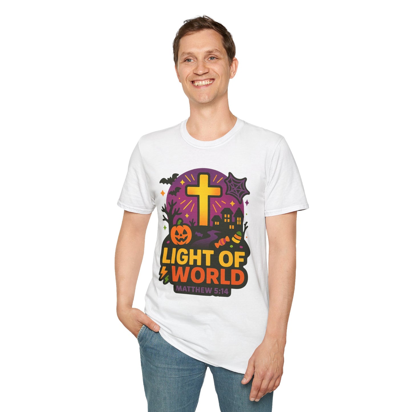 Halloween Faith T-Shirt, Light of World Shirt, Christian T-Shirt, Fall Festival Tee, Pumpkin Design Shirt, Matthew 5:16 Gift