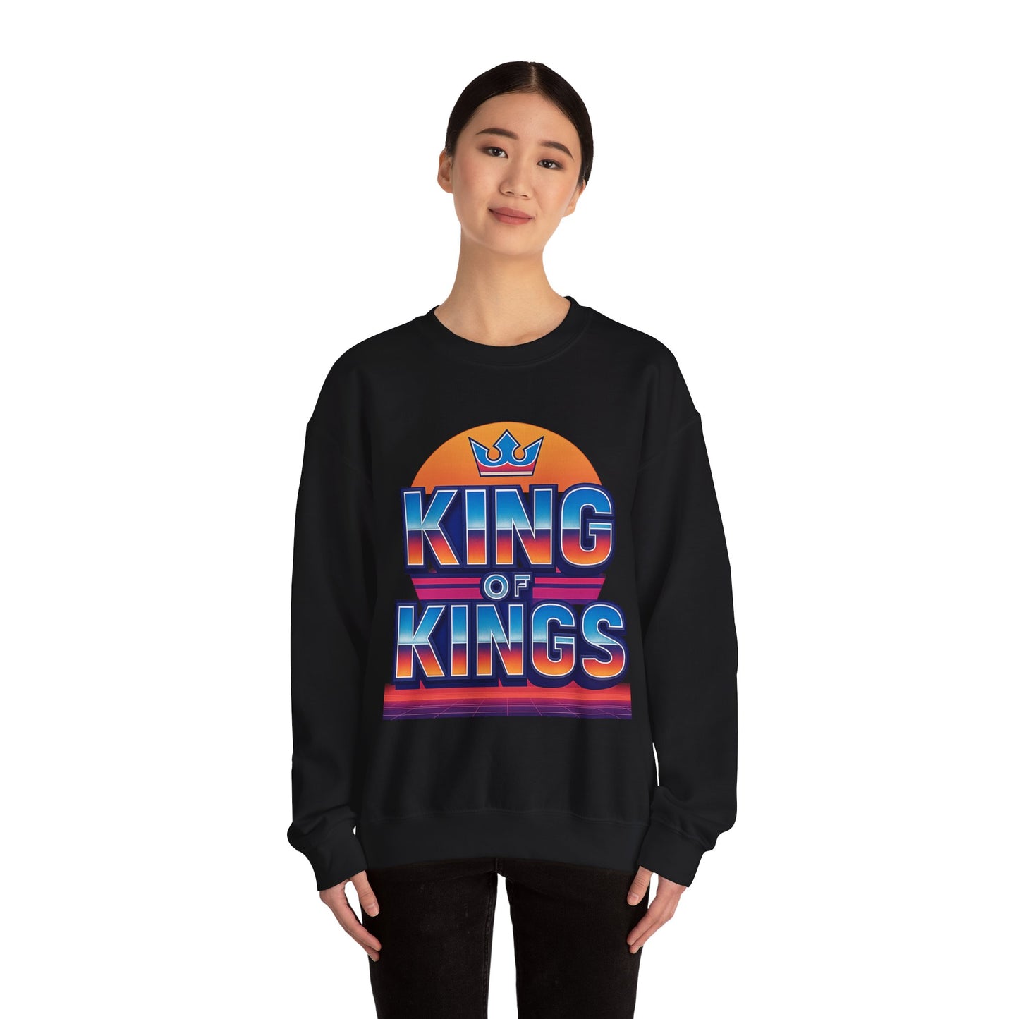 Retro King of Kings Sweatshirt, Cozy Crewneck, Unisex Apparel, Inspirational Gift, Perfect for Holidays, Trendy Streetwear