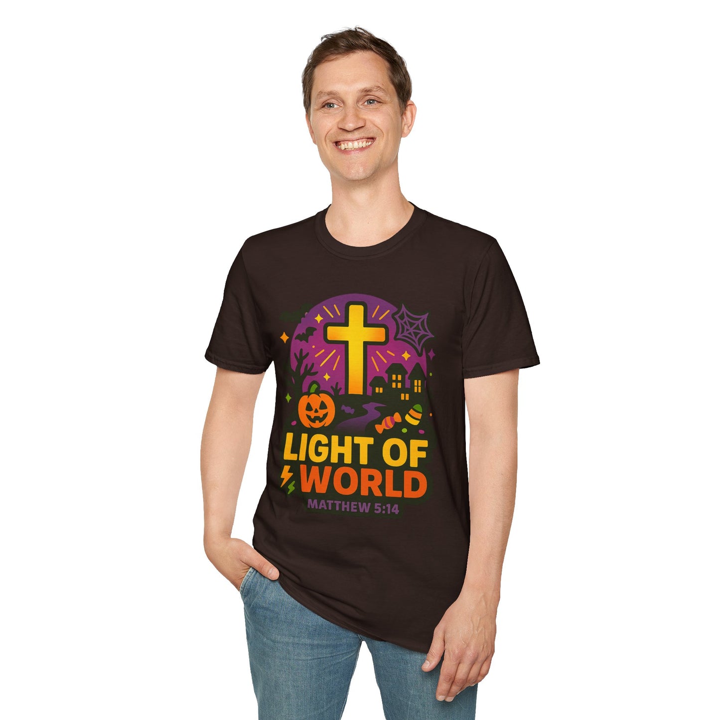 Halloween Faith T-Shirt, Light of World Shirt, Christian T-Shirt, Fall Festival Tee, Pumpkin Design Shirt, Matthew 5:16 Gift