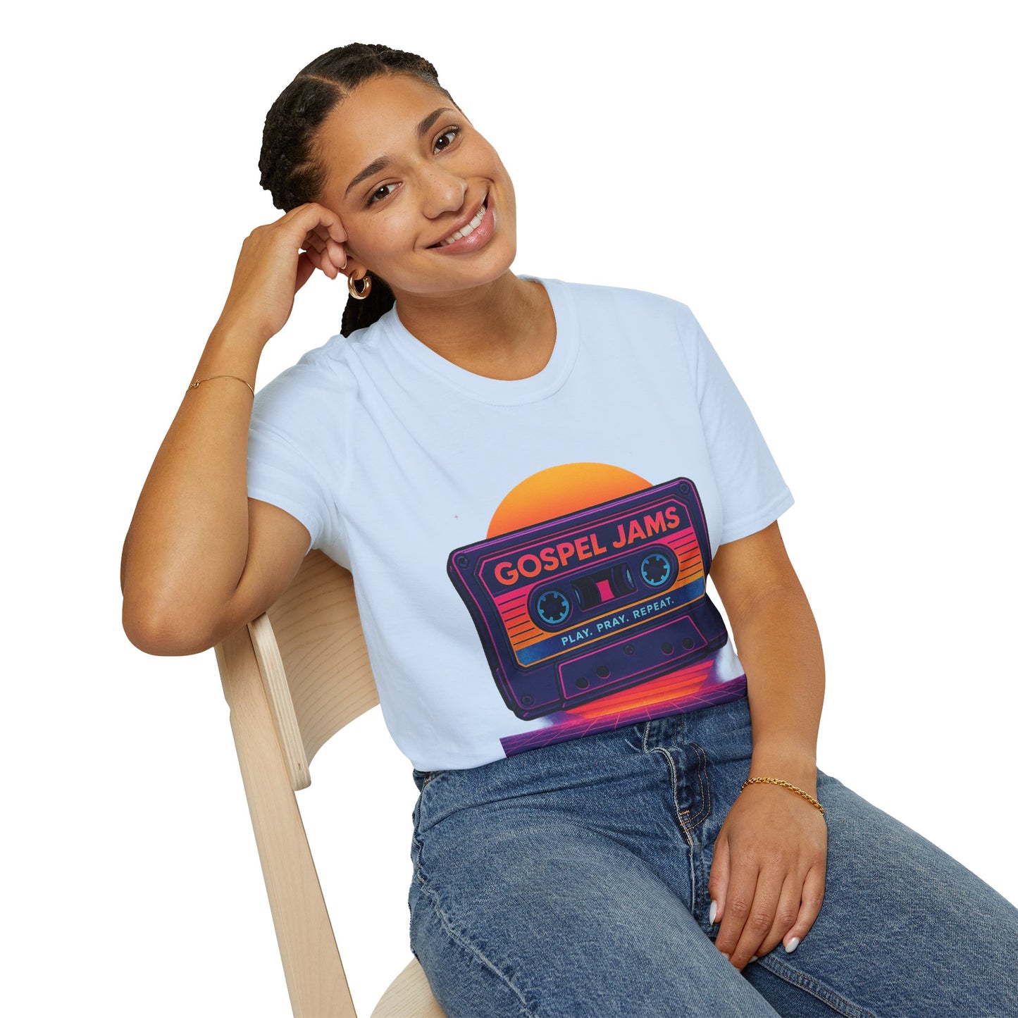 Retro Gospel Jams T-Shirt | Vintage Music Tee, Unisex Gift, 80s Nostalgia, Classic Style, Play Repeat Shirt