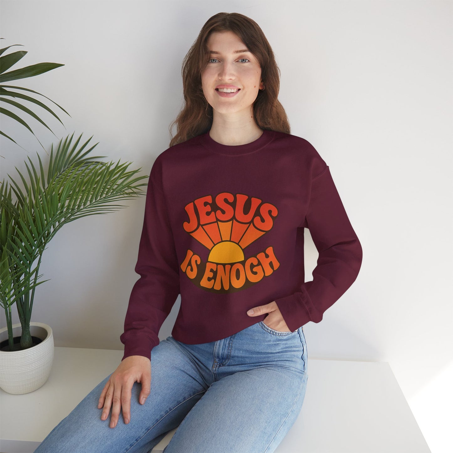 Faith-Based Crewneck Sweatshirt - Jesus is Enough, Cozy Religious Apparel, Inspirational Gift, Unisex Sweatshirt, Christian Fashion