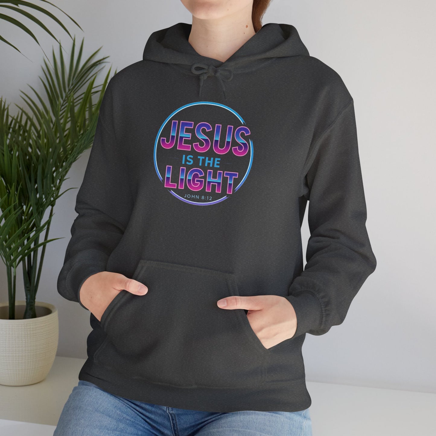 Unisex Hooded Sweatshirt - Inspirational "Jesus is the Light" Design, Faith Apparel, Cozy Church Wear, Gift for Believers, Religious Hoodie