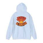 Retro Jesus Is Enough Hooded Sweatshirt, Unisex Hoodie, Faith-Based Apparel, Cozy Winter Wear, Gift for Christians