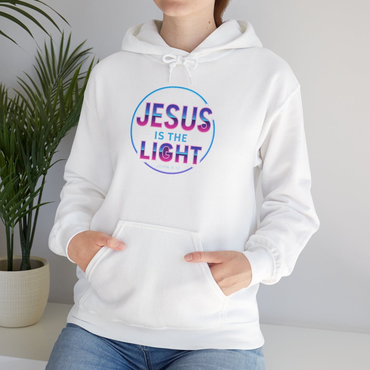 Unisex Hooded Sweatshirt - Inspirational "Jesus is the Light" Design, Faith Apparel, Cozy Church Wear, Gift for Believers, Religious Hoodie