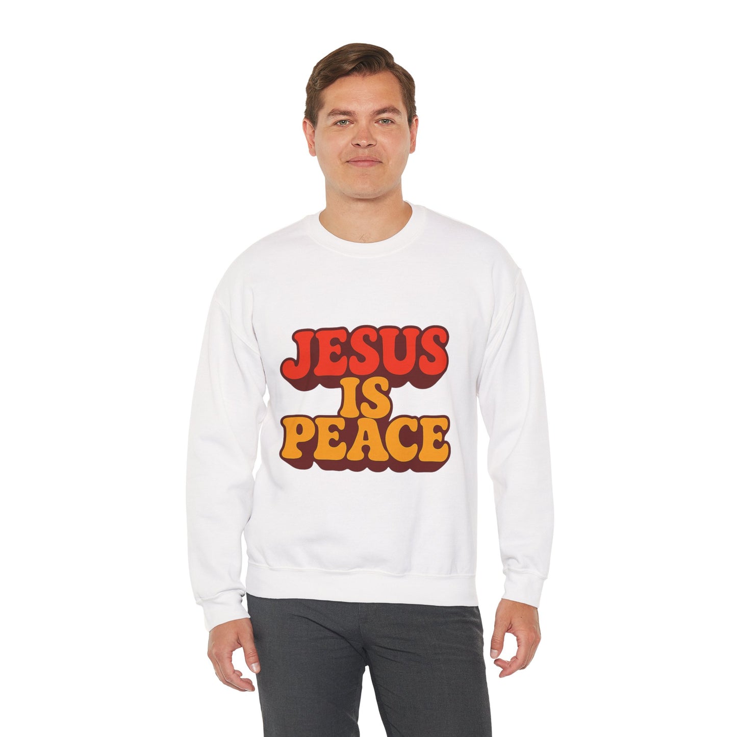 Jesus is Peace Crewneck Sweatshirt, Comfortable Unisex Pullover, Faith-Based Gift, Cozy Casual Wear, Perfect for Church or Family Gatherings