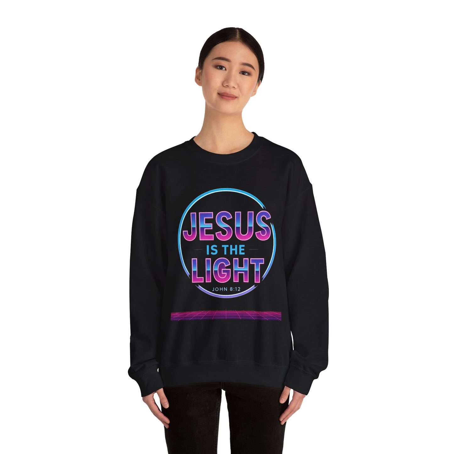 Inspirational Crewneck Sweatshirt - Jesus is the Light, Faith Apparel, Christian Gift, Cozy Everyday Wear, Religious Hoodie, Winter Warmth