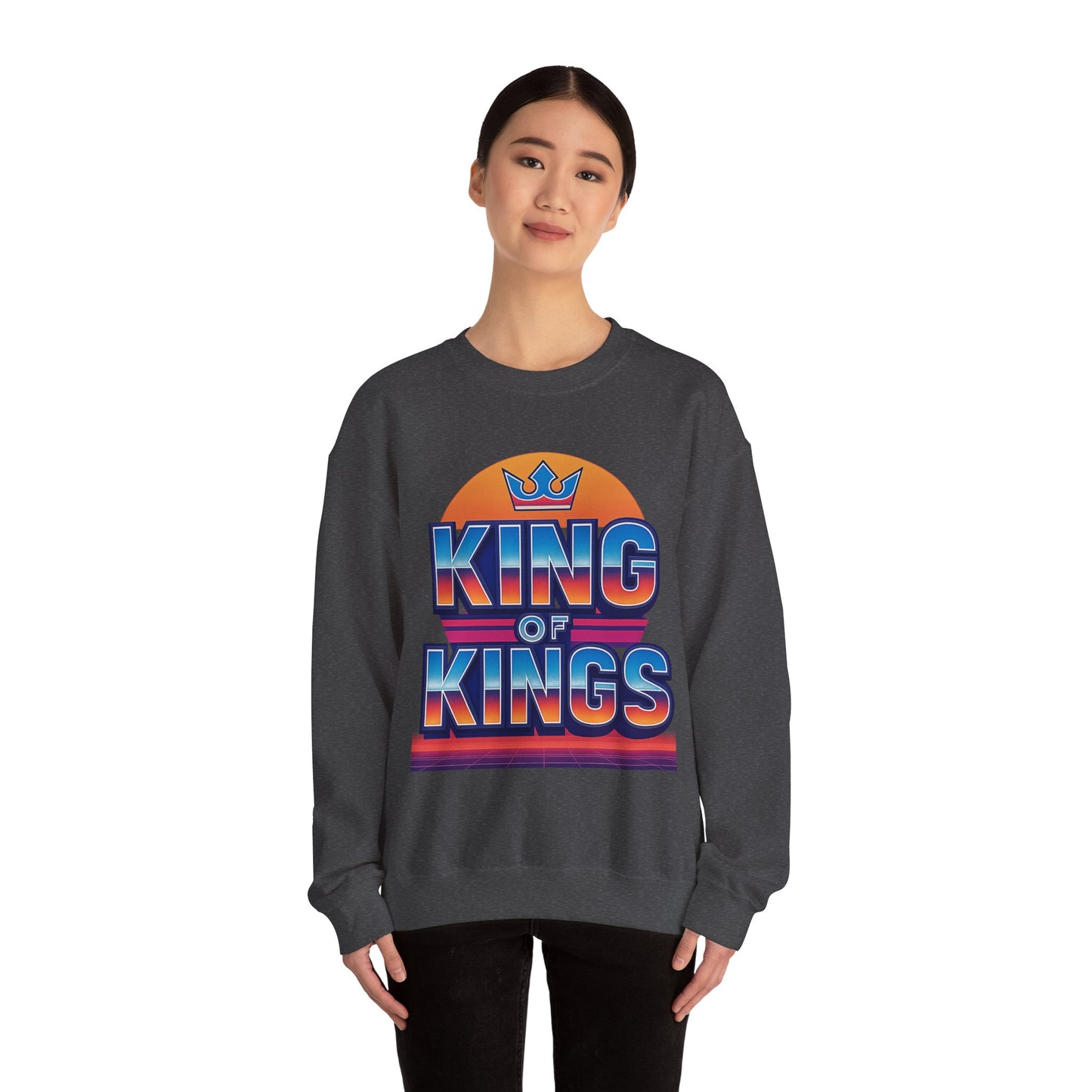 Retro King of Kings Sweatshirt, Cozy Crewneck, Unisex Apparel, Inspirational Gift, Perfect for Holidays, Trendy Streetwear