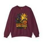 Halloween-Themed Crewneck Sweatshirt, Unisex Spooky Sweatshirt, Fall Fashion, Trick or Treat Gift, Overcome Evil Design, Cozy Halloween Wear