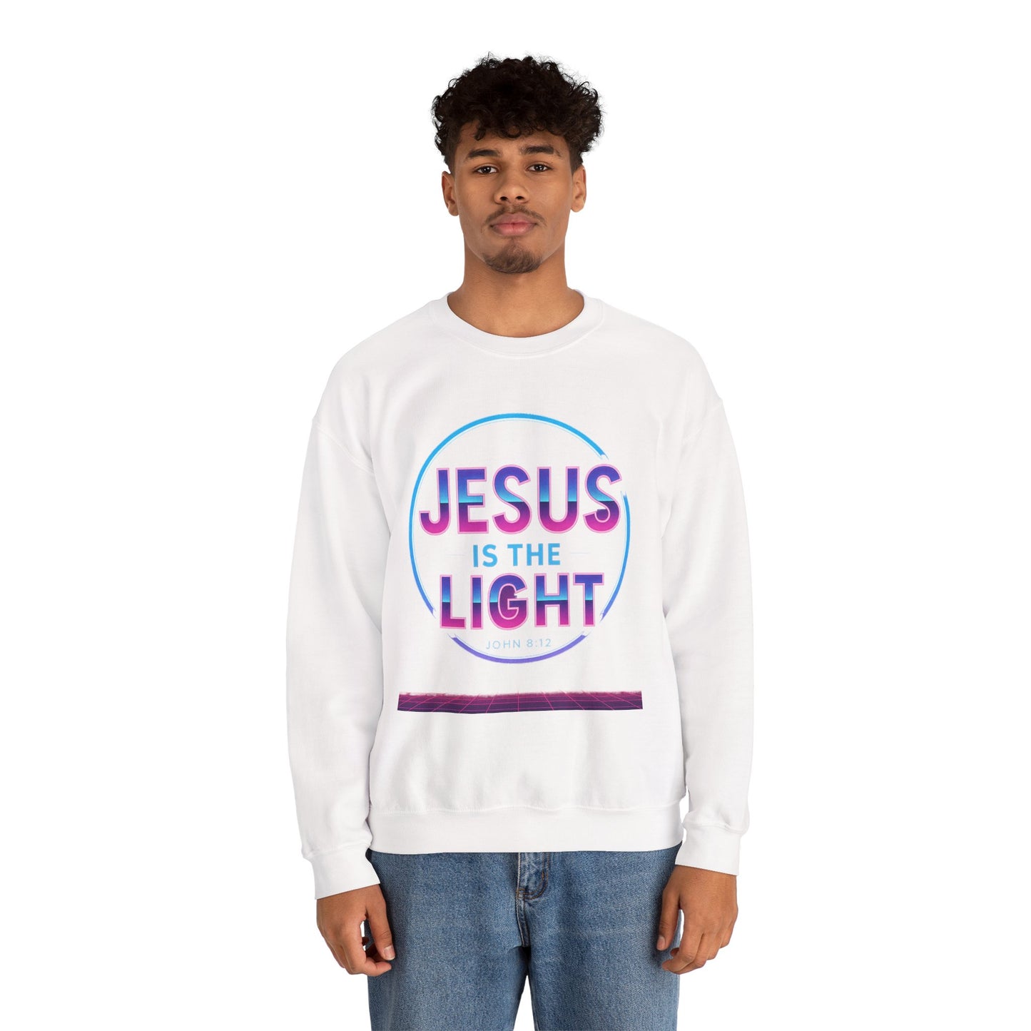 Inspirational Crewneck Sweatshirt - Jesus is the Light, Faith Apparel, Christian Gift, Cozy Everyday Wear, Religious Hoodie, Winter Warmth