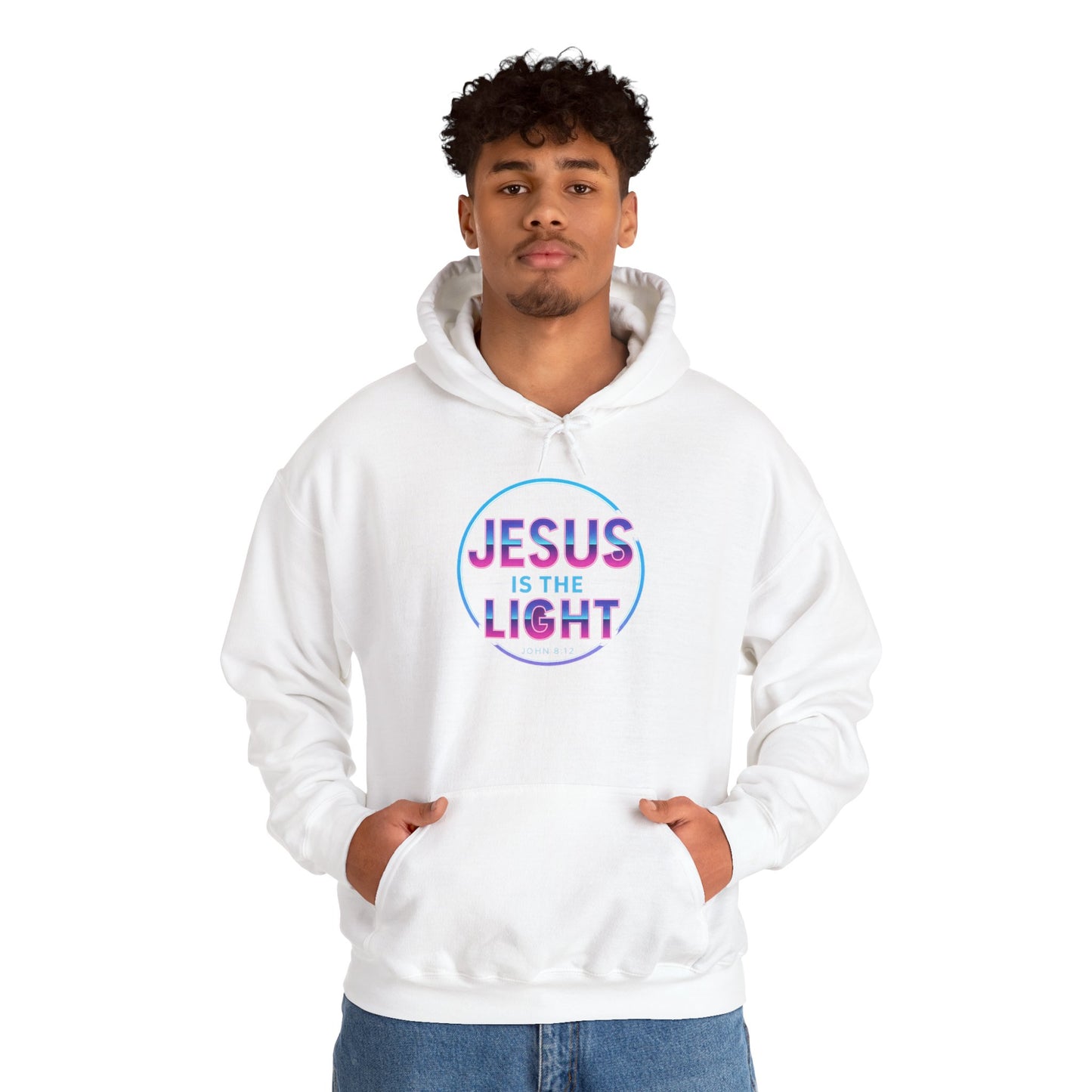 Unisex Hooded Sweatshirt - Inspirational "Jesus is the Light" Design, Faith Apparel, Cozy Church Wear, Gift for Believers, Religious Hoodie