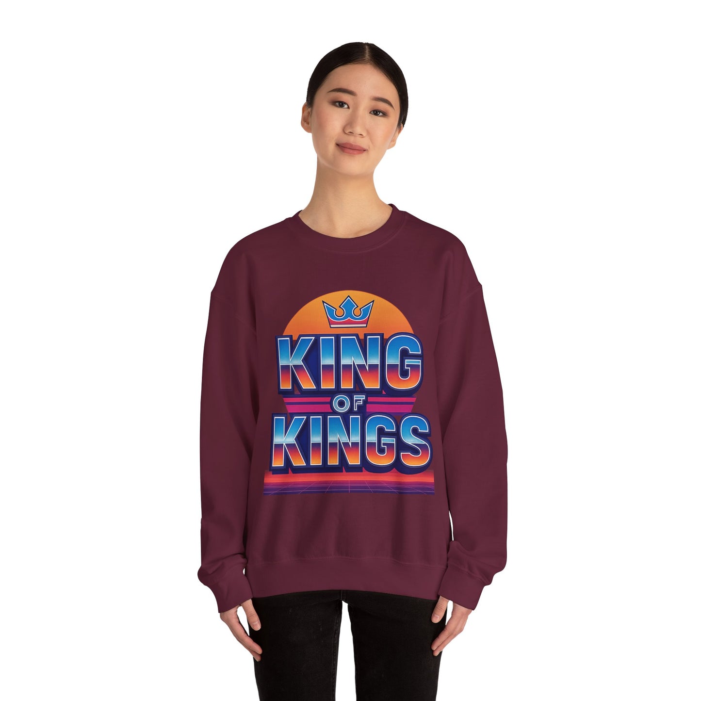 Retro King of Kings Sweatshirt, Cozy Crewneck, Unisex Apparel, Inspirational Gift, Perfect for Holidays, Trendy Streetwear