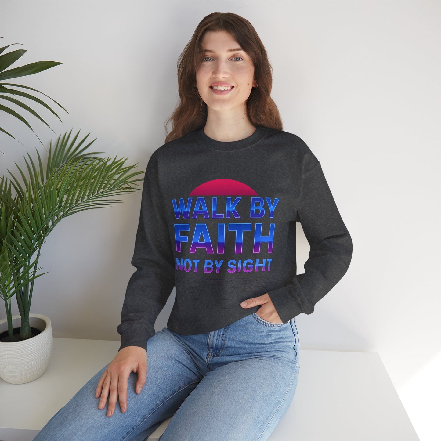 Faith-Inspired Crewneck Sweatshirt for Comfort & Style | Walk by Faith Gift, Unisex Apparel, Cozy Sweatshirt, Inspirational Fashion