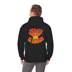 Retro Jesus Is Enough Hooded Sweatshirt, Unisex Hoodie, Faith-Based Apparel, Cozy Winter Wear, Gift for Christians