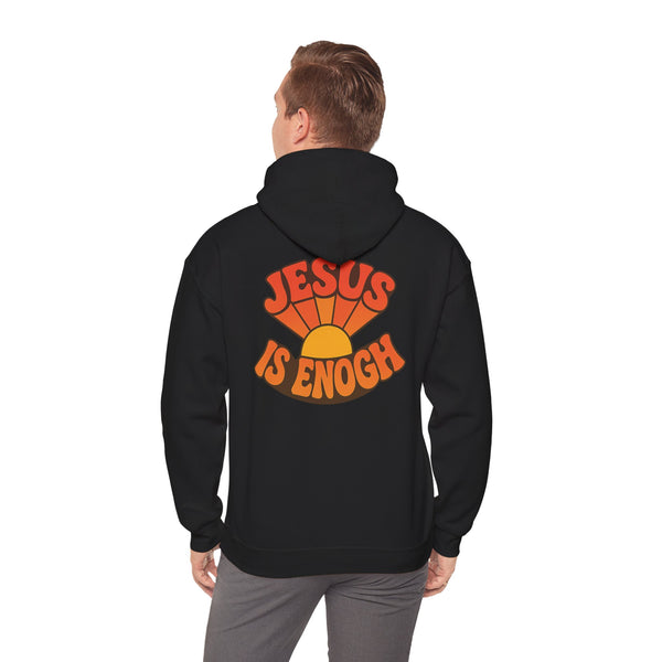 Retro Jesus Is Enough Hooded Sweatshirt, Unisex Hoodie, Faith-Based Apparel, Cozy Winter Wear, Gift for Christians