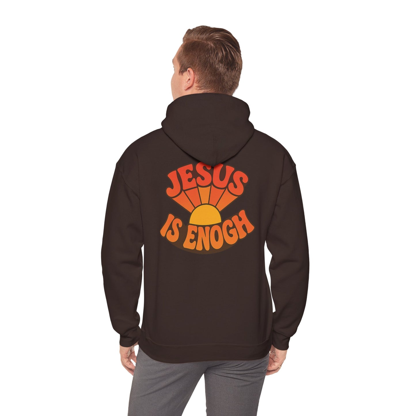 Retro Jesus Is Enough Hooded Sweatshirt, Unisex Hoodie, Faith-Based Apparel, Cozy Winter Wear, Gift for Christians