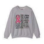 Inspirational Crewneck Sweatshirt with Pink Ribbon Design, Christian Gift, Breast Cancer Awareness, Cozy Casual Wear, Faith-Based [...]