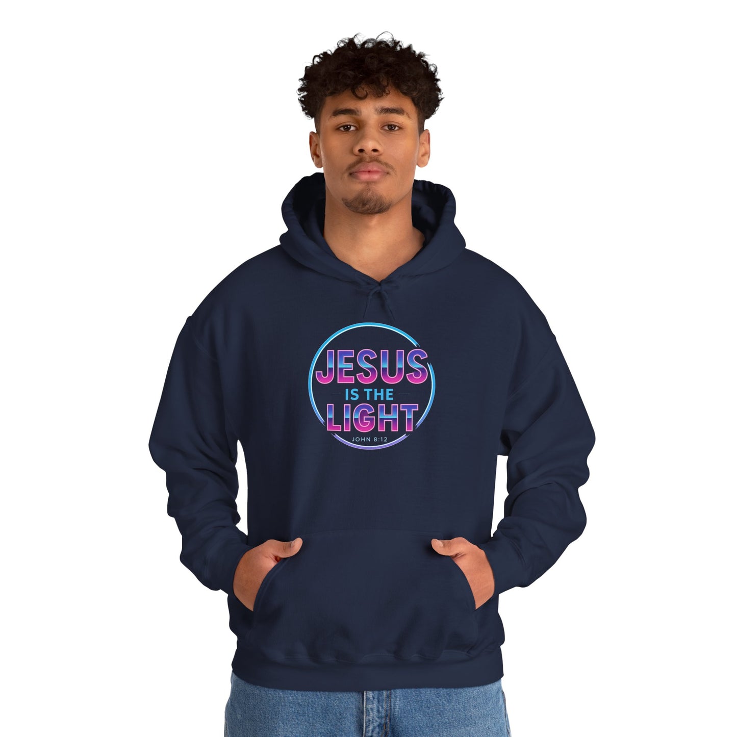 Unisex Hooded Sweatshirt - Inspirational "Jesus is the Light" Design, Faith Apparel, Cozy Church Wear, Gift for Believers, Religious Hoodie