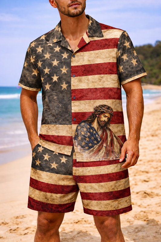 Patriotic Jesus Hawaiian Shirt
