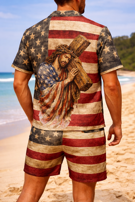 Patriotic Jesus Hawaiian Shirt