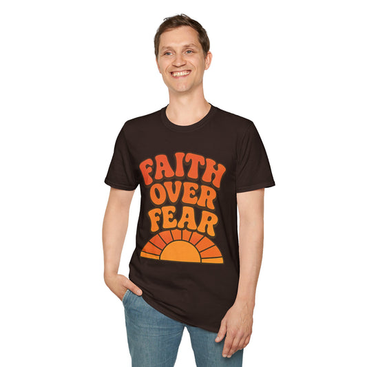 Faith Over Fear Unisex Softstyle T-Shirt, Inspirational Tee, Positive Quote Shirt, Casual Wear, Gift for Believers, Motivational Apparel