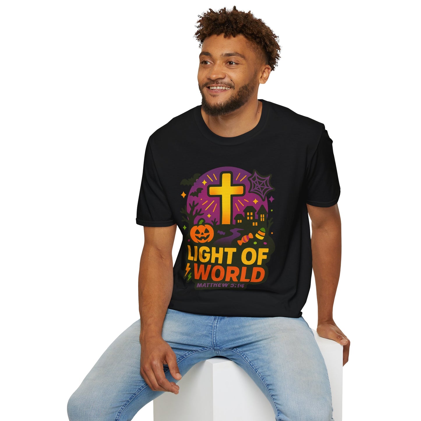 Halloween Faith T-Shirt, Light of World Shirt, Christian T-Shirt, Fall Festival Tee, Pumpkin Design Shirt, Matthew 5:16 Gift