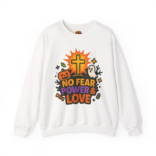 Halloween Inspirational Crewneck Sweatshirt, Unisex Sweatshirt, Fall Fashion, Cozy Gift, Spooky Season Apparel, Faith and Love Sweatshirt