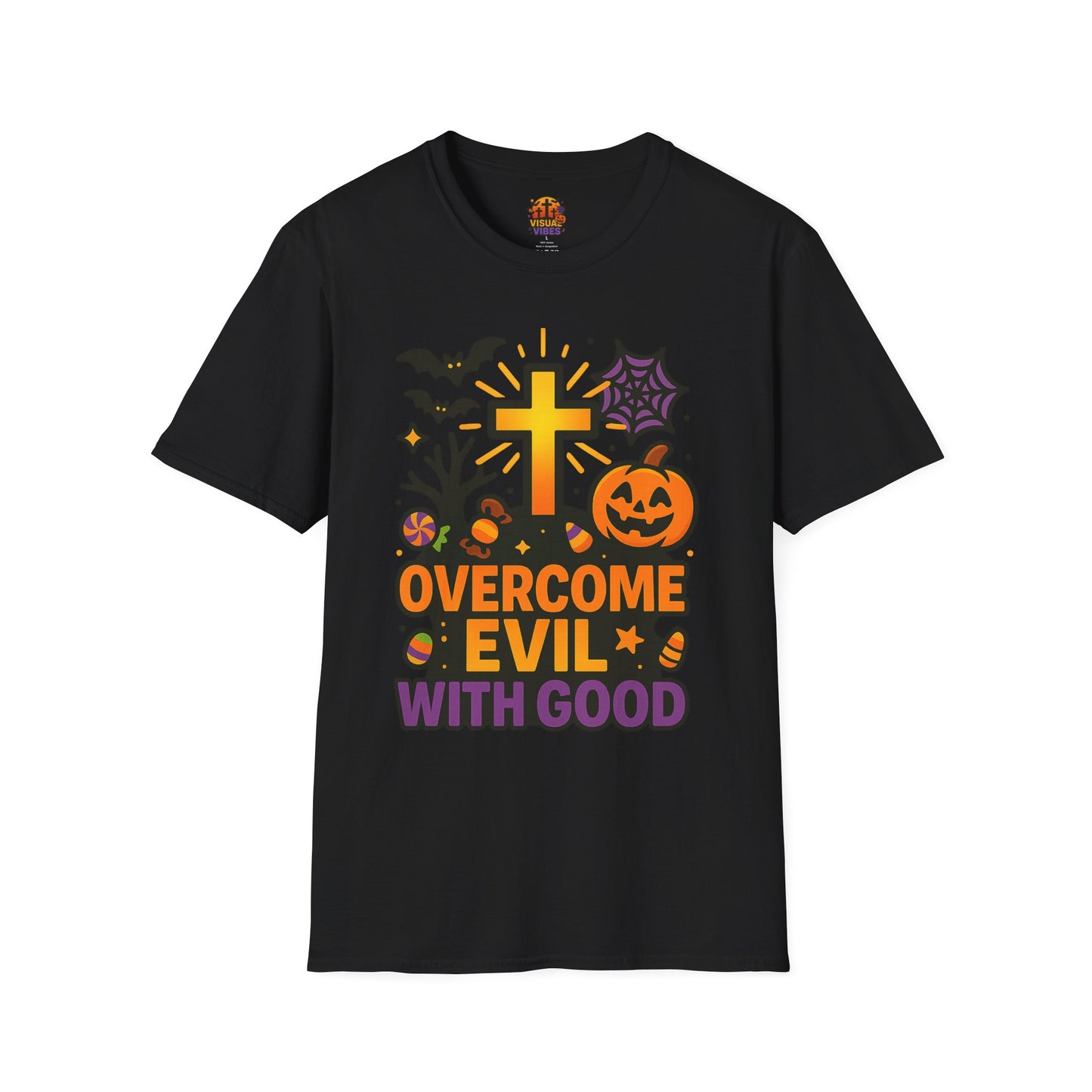 Inspirational Halloween T-Shirt, Motivational Graphic Tee, Fall Fashion, Unisex Halloween Shirt, Religious T-Shirt, Overcome Evil Apparel