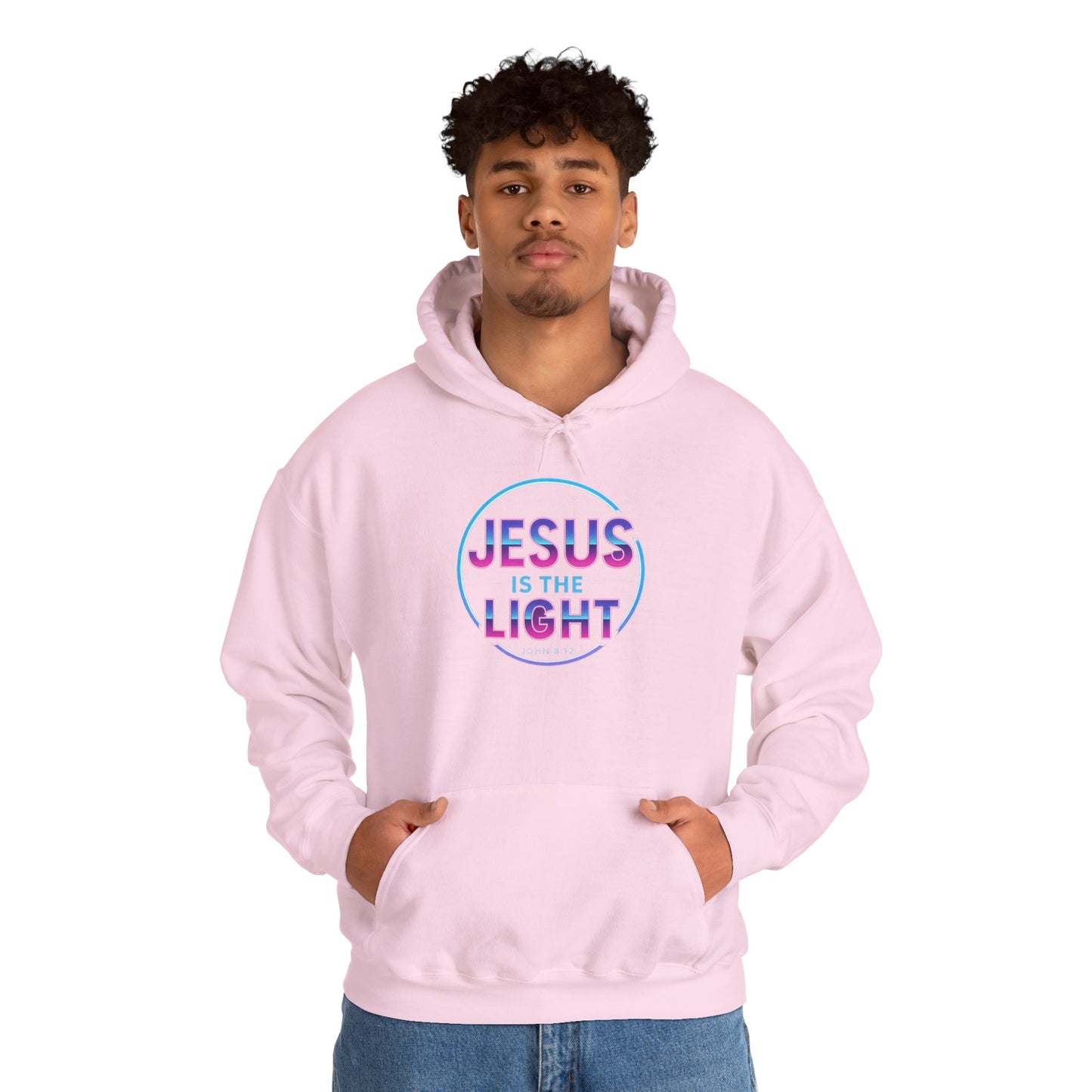 Unisex Hooded Sweatshirt - Inspirational "Jesus is the Light" Design, Faith Apparel, Cozy Church Wear, Gift for Believers, Religious Hoodie