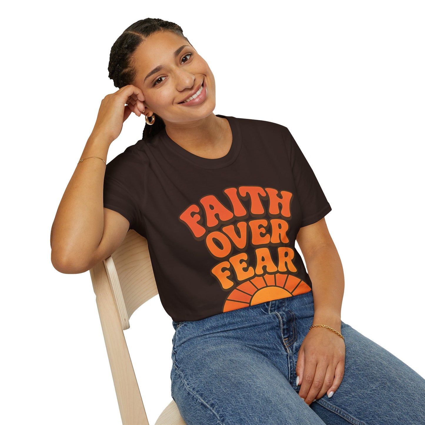 Faith Over Fear Unisex Softstyle T-Shirt, Inspirational Tee, Positive Quote Shirt, Casual Wear, Gift for Believers, Motivational Apparel